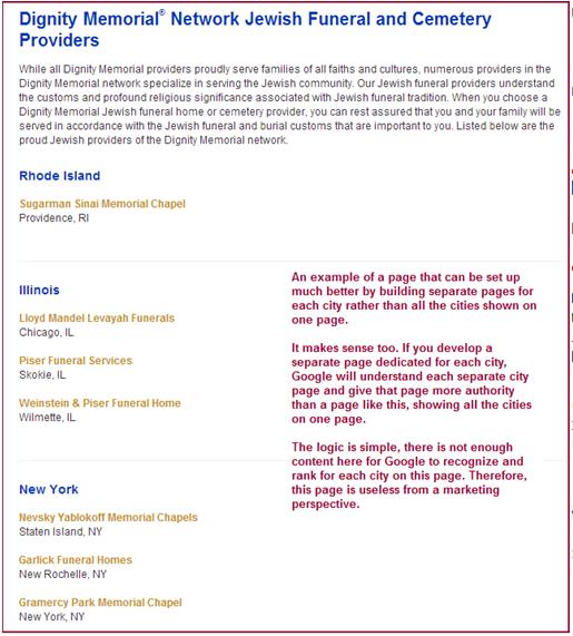 Multiple areas services on one page